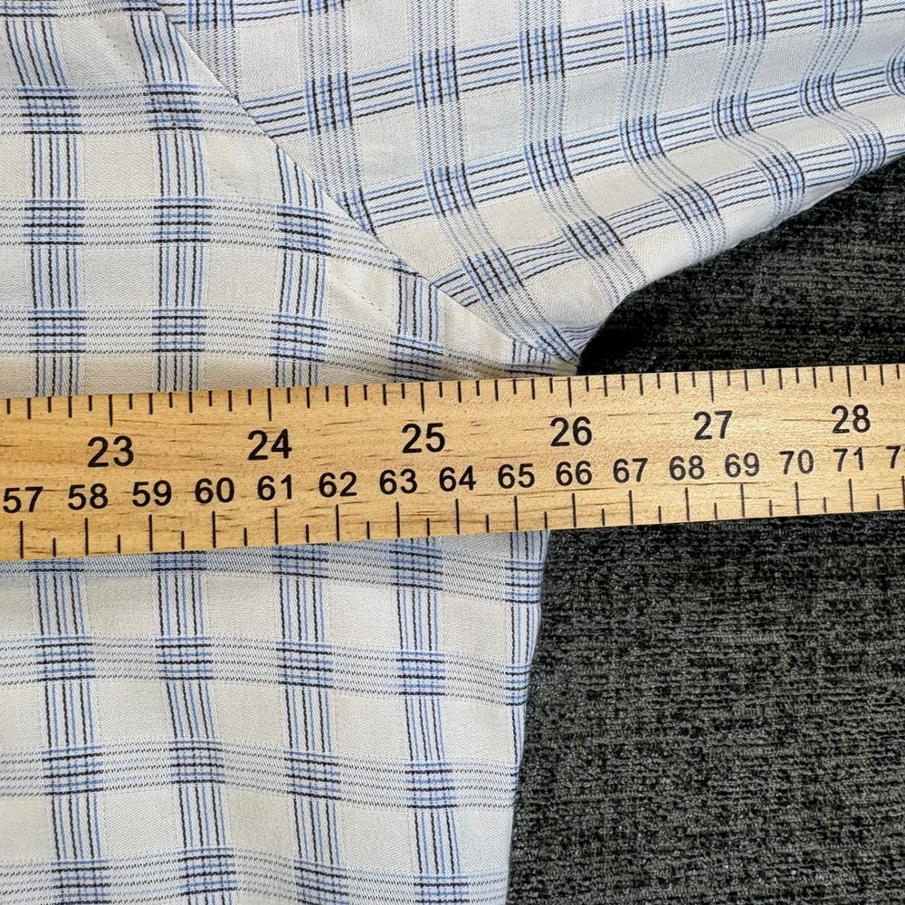 Johnston & Murphy Button Down Shirt Mens XL Blue Plaid Tailored Fit Long Sleeve - Picture 6 of 11